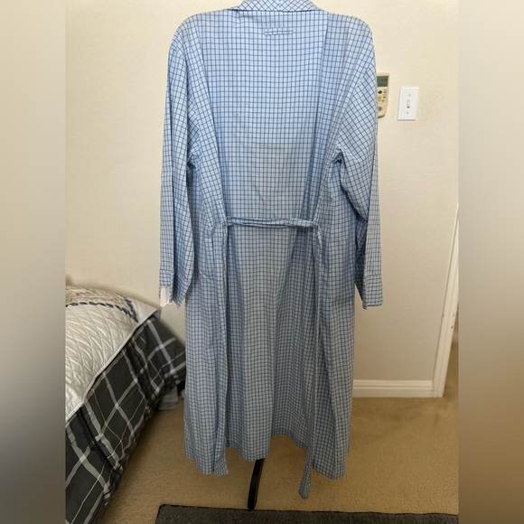 Nautica Vintage Light Blue Plaid Pockets Cotton robe, Large checkered. NWT - Picture 10 of 12